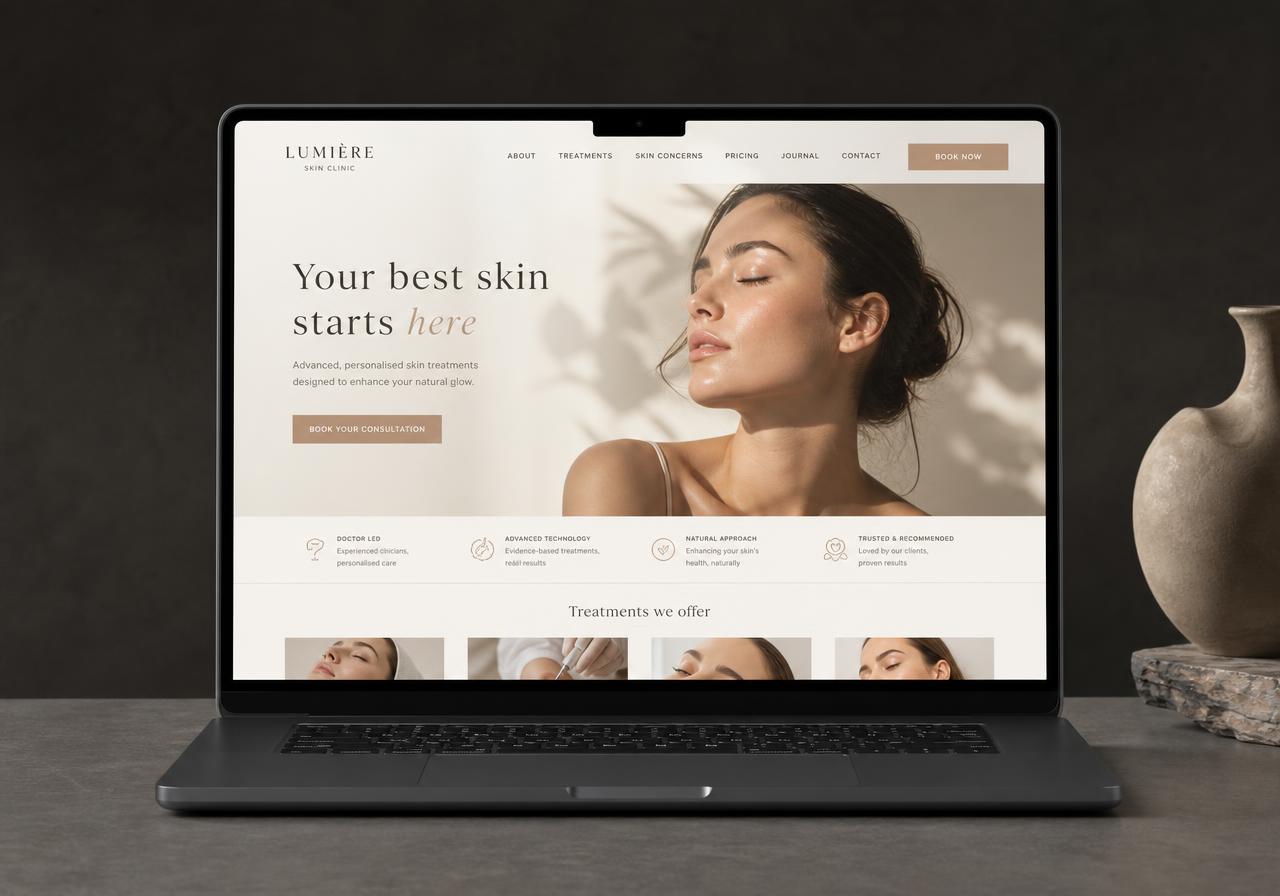 Website we designed and built for Lumière Skin Clinic